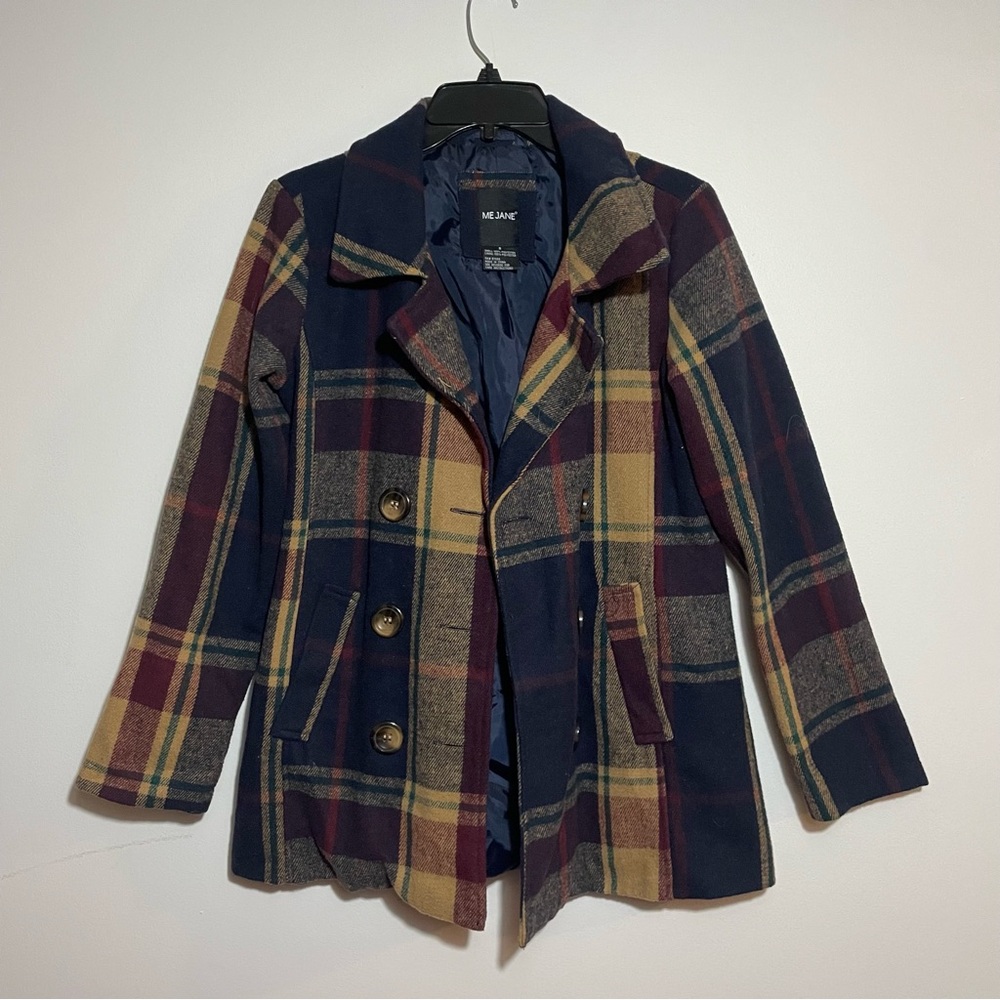 Me Jane Plaid Jacket - Navy, Red, Yellow